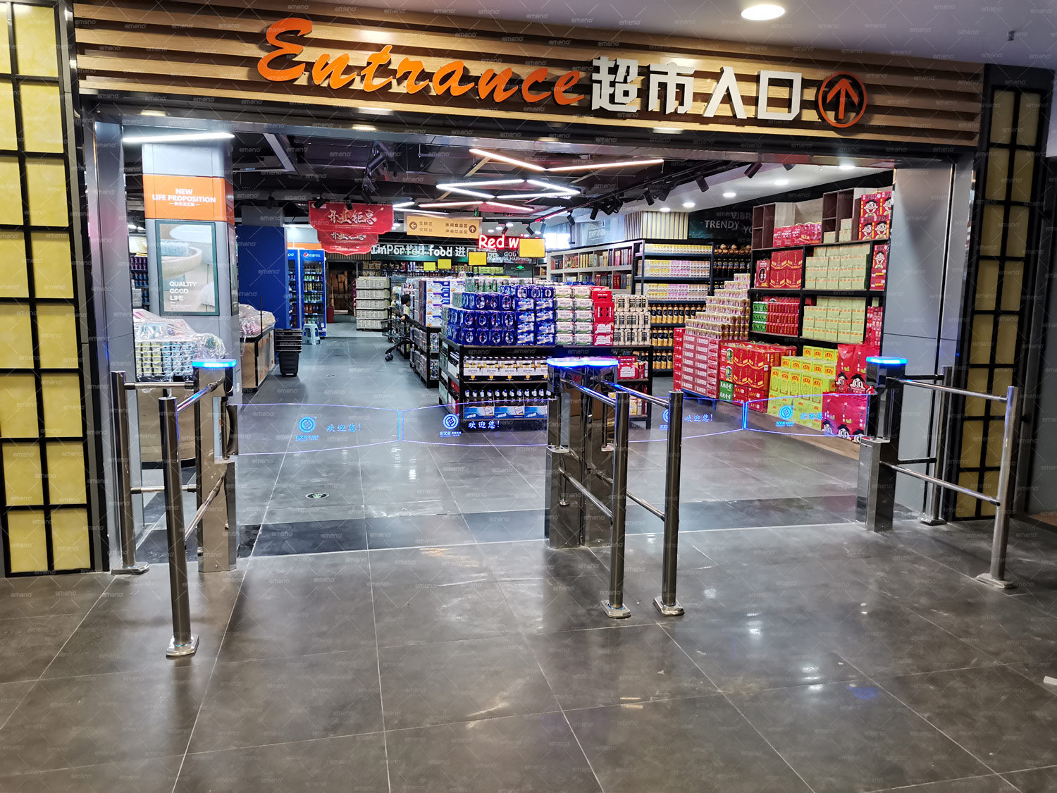 超市摆闸怎么选?立方美emeno超市摆闸专业生产厂家!